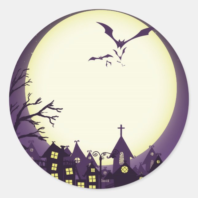 Rond Sticker en silhouettes Éffrayantes Halloween (Devant)