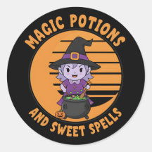 Sticker en sorcière Halloween avec potion magique 