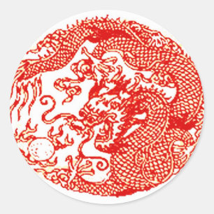 Rond Sticker en spirale de dragon chinois rouge