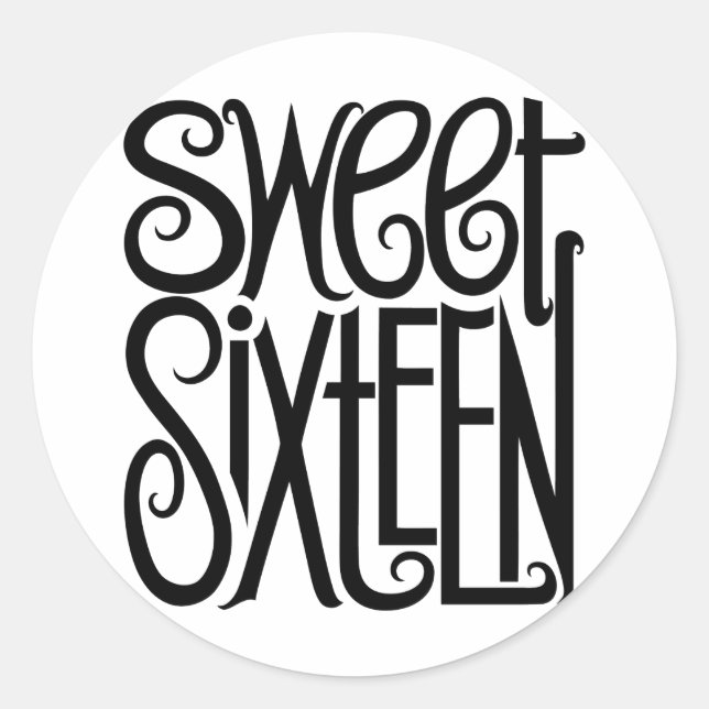 Rond Sticker en sweet sixteen noir (Devant)