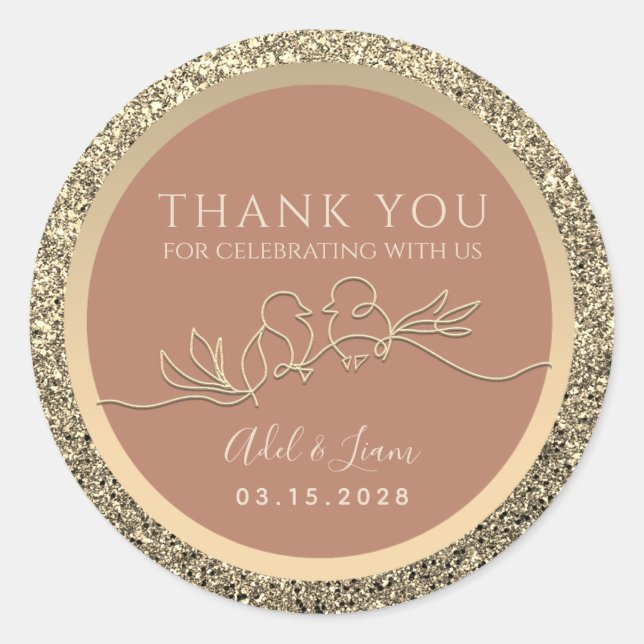 Rond Sticker en terre cuite Mariage classique ronde (Devant)