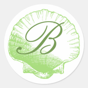 Rond Sticker en verre de mer monogrammé Sea Shell