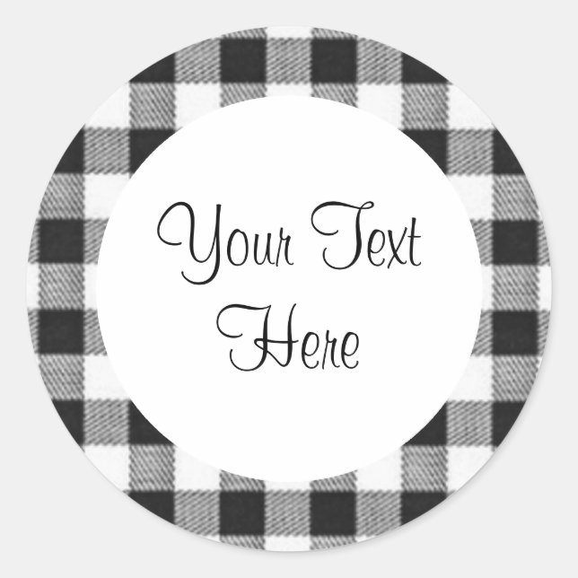 Rond Sticker En vichy noir (Devant)