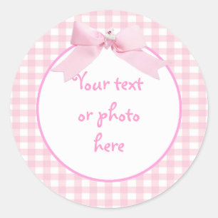 Rond Sticker En vichy rose