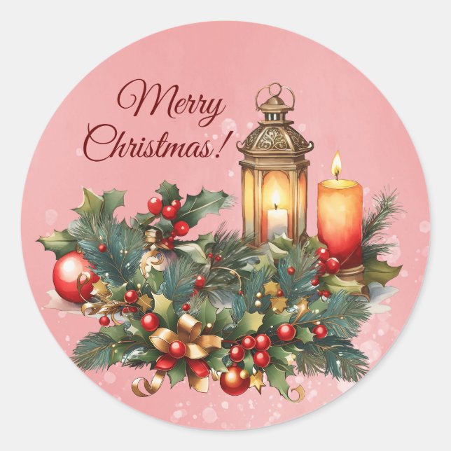 Rond Sticker en vinyle de Noël (Devant)