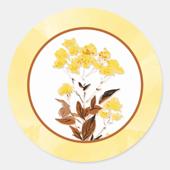 Rond Sticker Envelope 20 - 1,5" Mustard Jaune Poppy Fl (Devant)