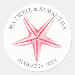 Rond Sticker Envelope Seal, Mariage de plage de Starfis