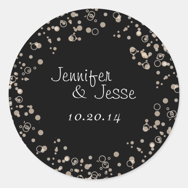 Rond Sticker Enveloppe Bubbles Champagne (Devant)