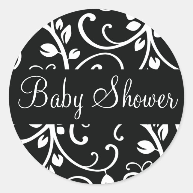 Rond Sticker Enveloppe Vin Floral baby shower (Devant)