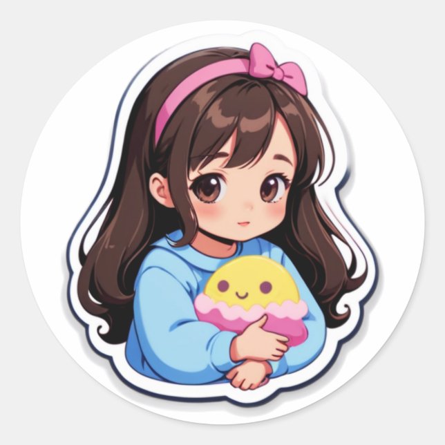 Rond Sticker esthétique pour fille douce (Devant)