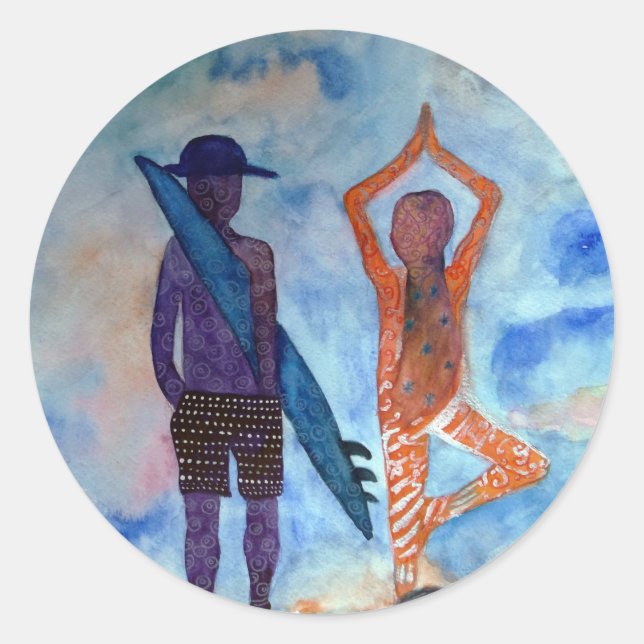 Rond Sticker été Yoga surf (Devant)