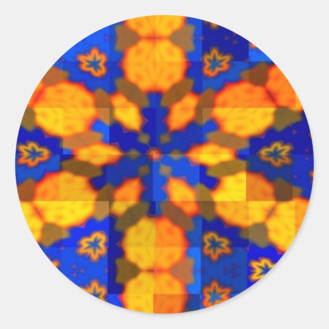 Rond Sticker étoile bleu et orange (Devant)