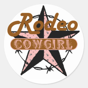 Rond Sticker étoile Rodeo Cowgirl