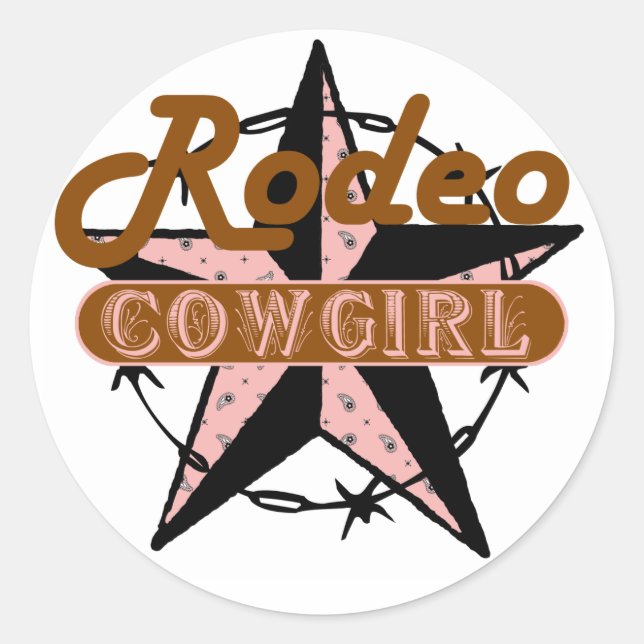 Rond Sticker étoile Rodeo Cowgirl (Devant)