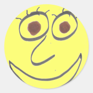 Rond Sticker Faces Funny