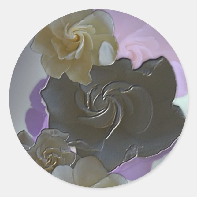 Rond Sticker faire-part de mariage / Carte de voeux (Devant)