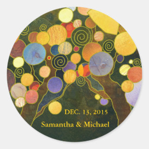 Rond Sticker Faire-part de mariage Love Trees