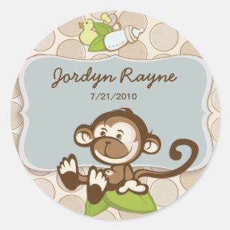 Rond Sticker Faire-part de naissance Lil Monkey/Étiquet