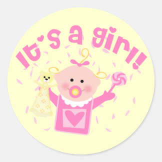 Rond Sticker Faire-part fille bébé