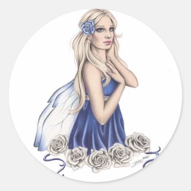 Rond Sticker Fairy Rose d'hiver (Devant)