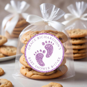 Rond Sticker Faveur Baby shower Parties scintillant vio