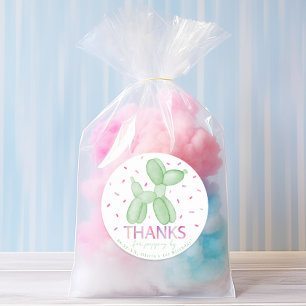 Rond Sticker Faveur Chien Balloon Vert
