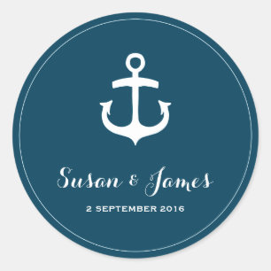 Rond Sticker Faveur du Mariage de la Marine Nautique