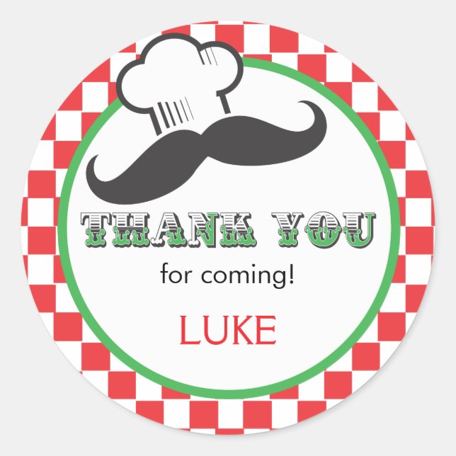 Rond Sticker Faveur Pizza Party (Devant)