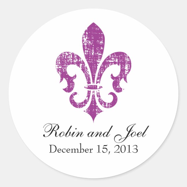Rond Sticker Favor de mariage | Nouvelle-Orléans | Fusc (Devant)