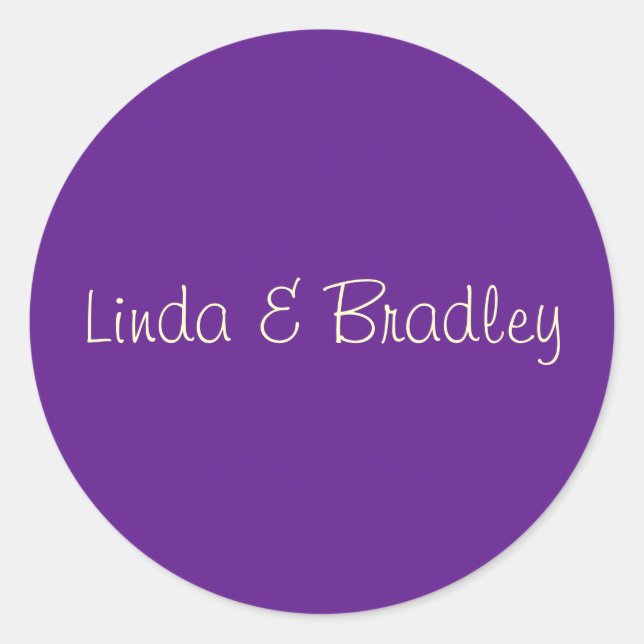 Rond Sticker Favor de mariage violet et blanc (Devant)
