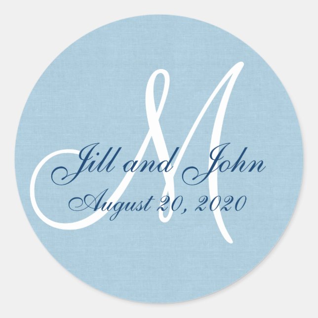 Rond Sticker Favor Monogramme Linen (Devant)