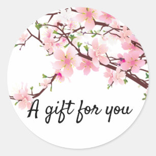 Rond Sticker Favor pour le mariage de cerise en fleurs