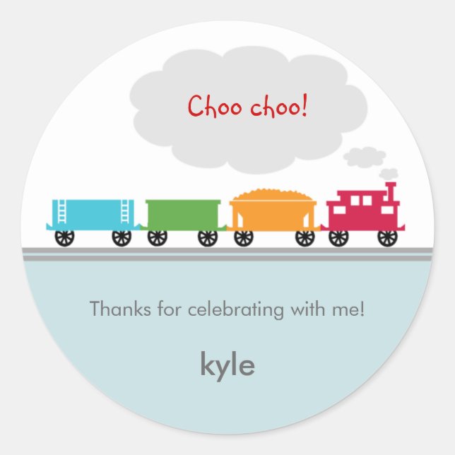 Rond Sticker Favor Train Choo Choo ou Sceau Enveloppe (Devant)