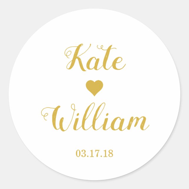 Rond Sticker favori de mariage Gold personnalisé (Devant)