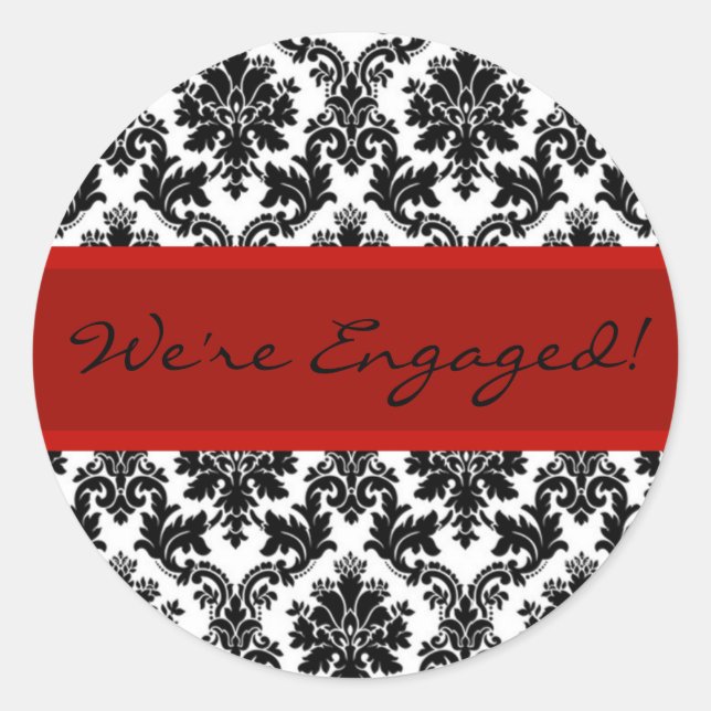 Rond Sticker Favori de phoque Damask noir et Enveloppe  (Devant)