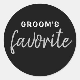 Rond Sticker Favori Groom personnalisé Argent Noir