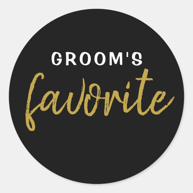 Rond Sticker favori Groom personnalisé Black Gold (Devant)