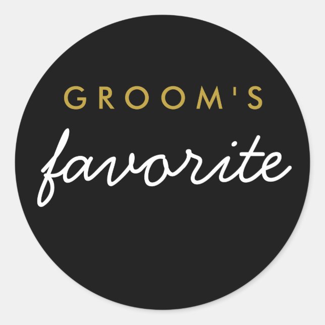 Rond Sticker favori Groom personnalisé Black Gold (Devant)