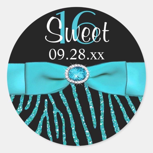 Rond Sticker Favori RIBBON Zebra Sweet 16 (Devant)