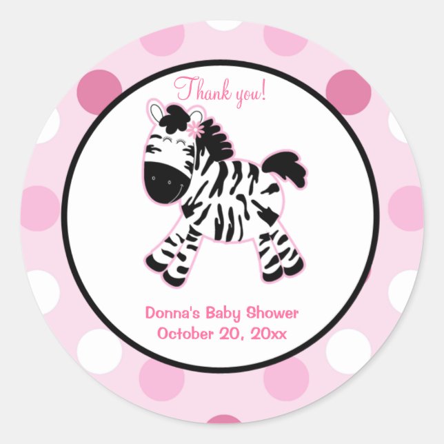 Rond Sticker Favori Rose Zebra Round (Devant)