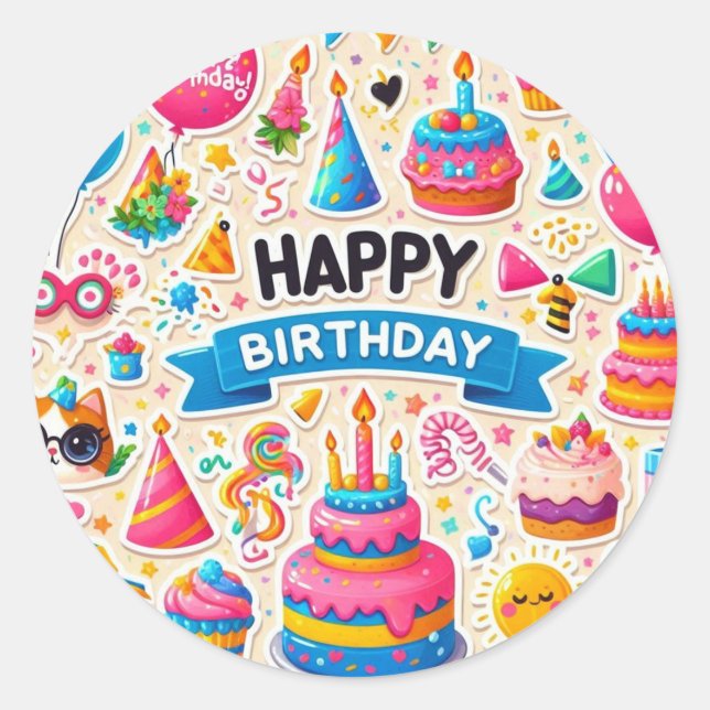 Rond Sticker Festive Anniversaire Pack : Célébrer dans  (Devant)