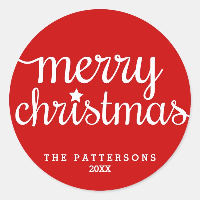 Rond Sticker Festive Red Round Joyeux Noël (Devant)