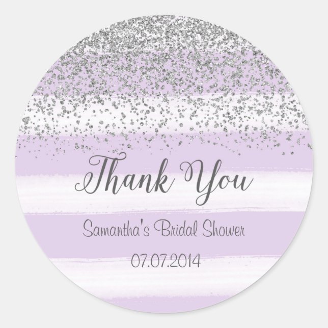 Rond Sticker Fête des mariées à rayures violettes (Devant)