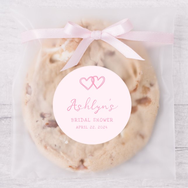 Rond Sticker Fête des mariées Coeur Rose Tiré À La Main (Créateur téléchargé)