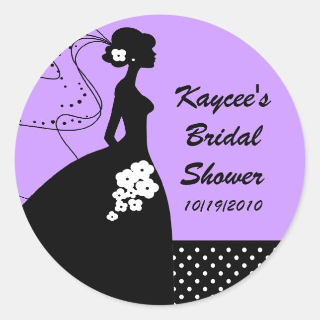 Rond Sticker Fête des mariées Lilac Silhouette Bride (Devant)