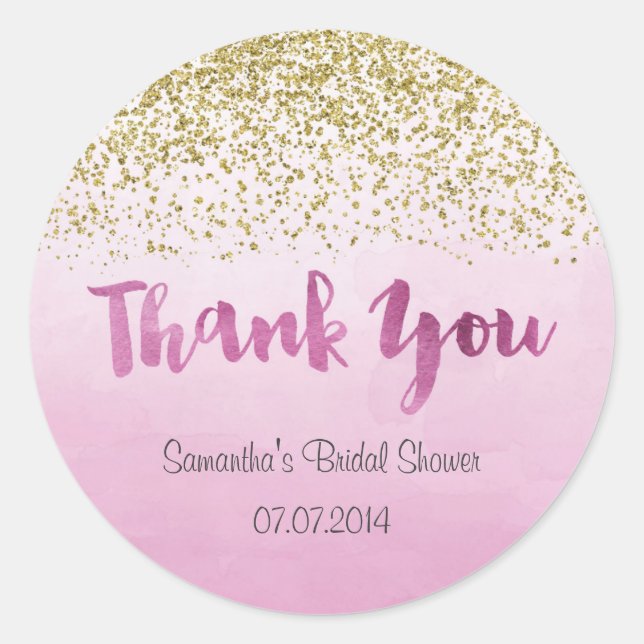 Rond Sticker Fête des mariées or et rose (Devant)
