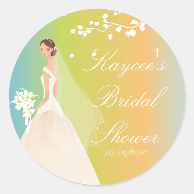 Rond Sticker Fête des mariées Pastels Bride (Devant)