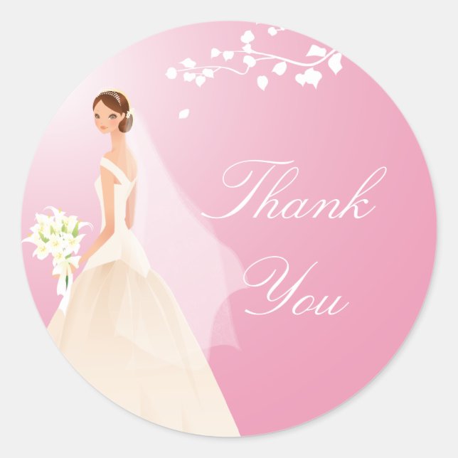 Rond Sticker Fête des mariées Pink Pastel Bride (Devant)