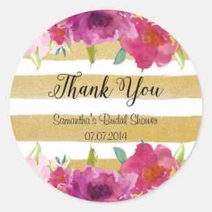 Rond Sticker Fête des mariées Rose aquarelle