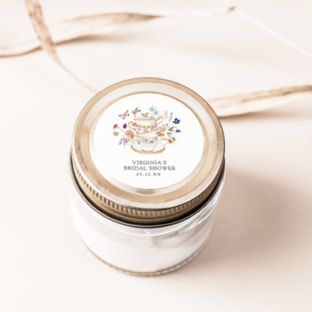 Rond Sticker Fête des mariées Tea Party (Floral Tea Party Bridal Shower Sticker by Painted Paperie
)